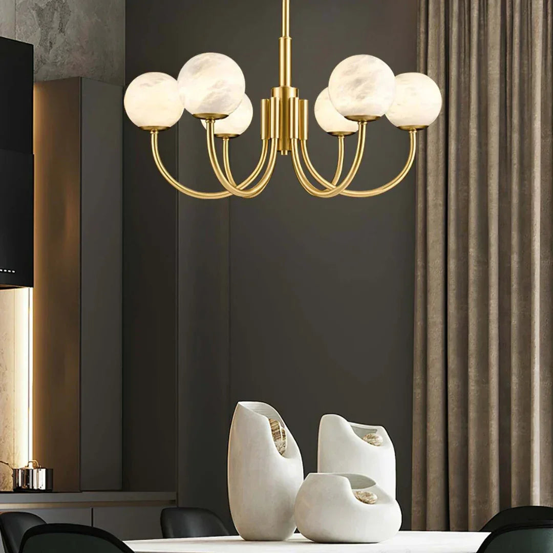 Alabaster Modern Brass Chandelier – Alabaster detail 10