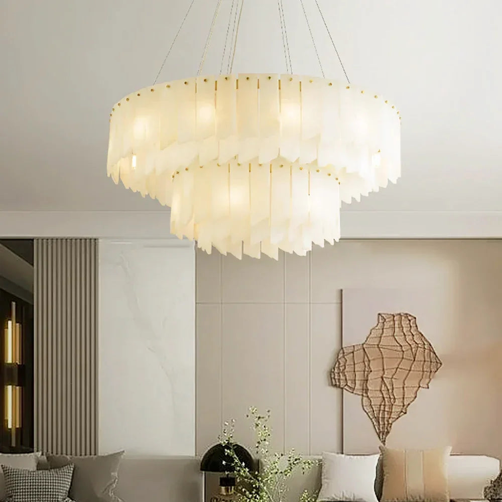 Alabaster Modern Cascade Tiered Chandelier – Alabaster detail 12