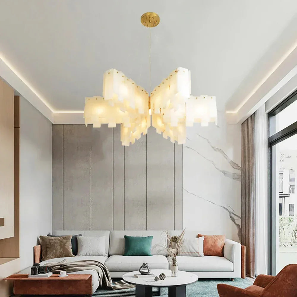 Alabaster Modern Cascade Tiered Chandelier – Alabaster detail 11
