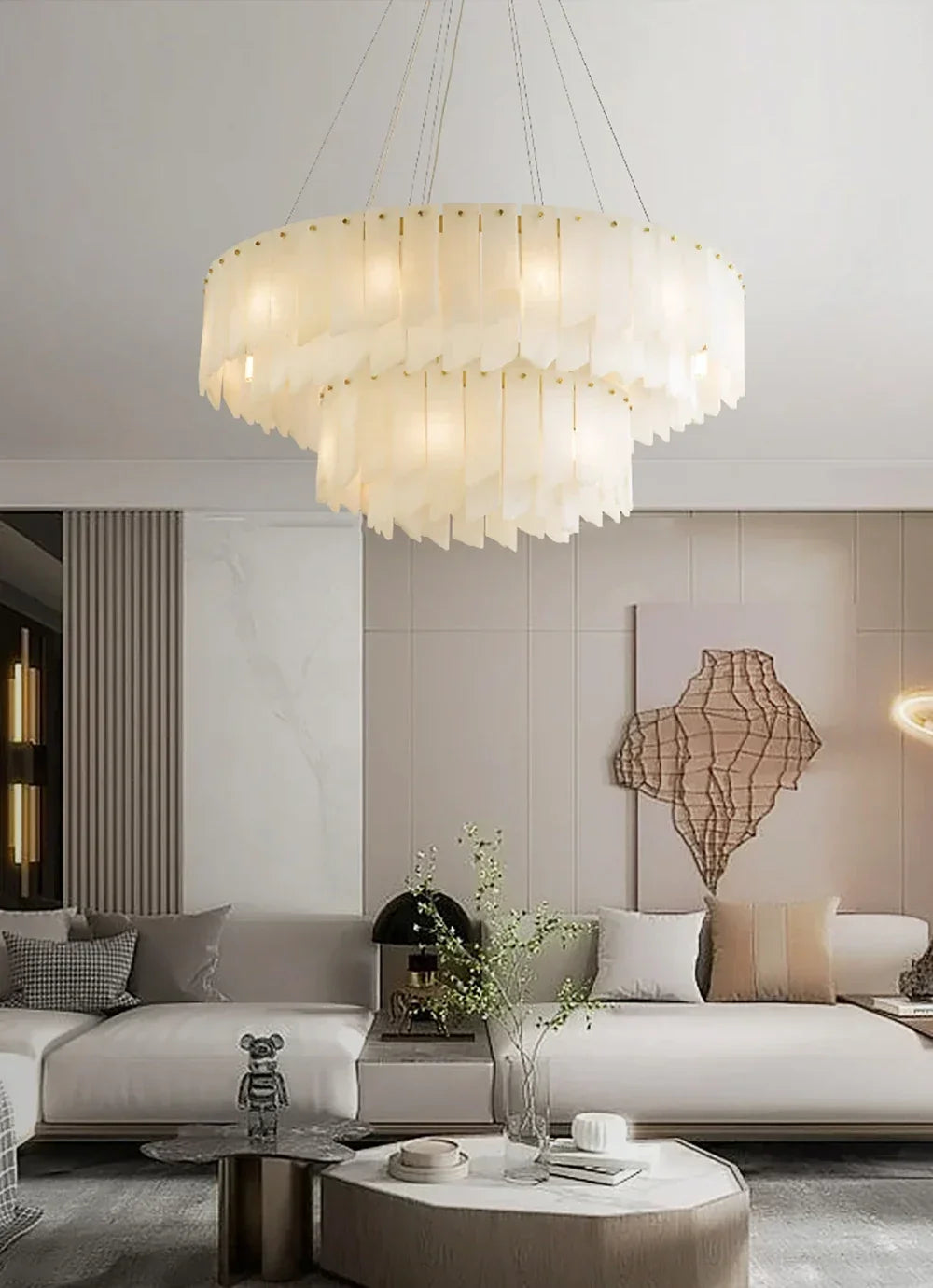 Alabaster Modern Cascade Tiered Chandelier – Alabaster detail 15