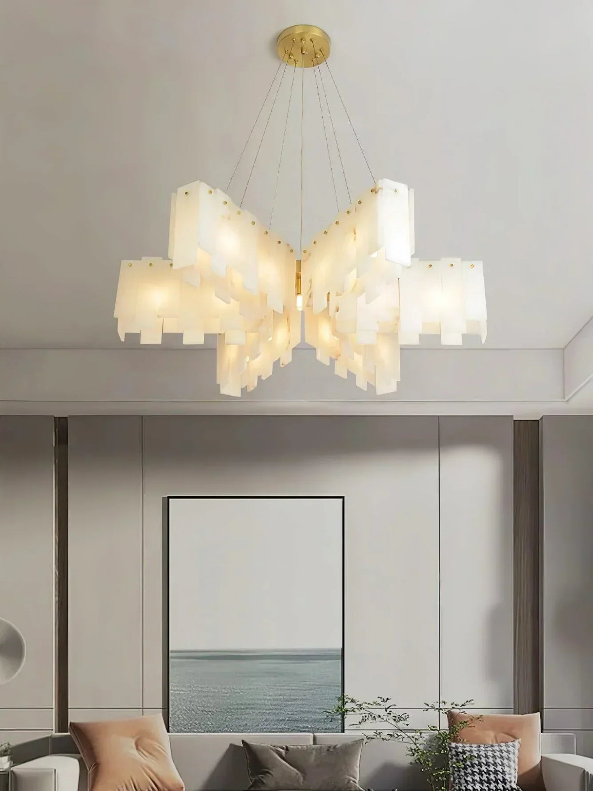 Alabaster Modern Cascade Tiered Chandelier – Alabaster detail 13