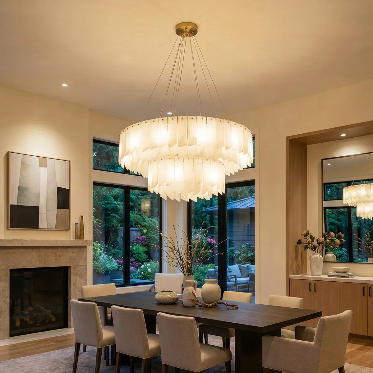 Alabaster Modern Cascade Tiered Chandelier – Alabaster detail 8
