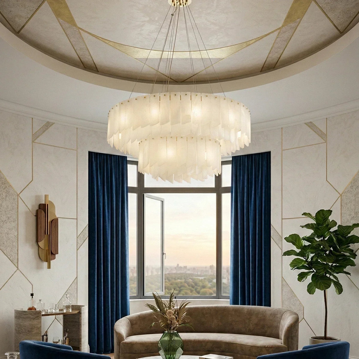 Alabaster Modern Cascade Tiered Chandelier – Alabaster detail 10