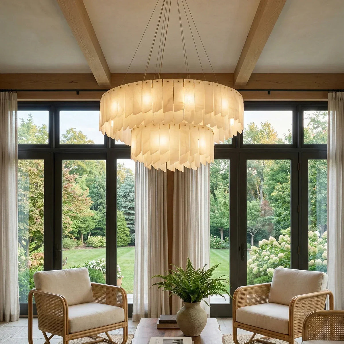 Alabaster Modern Cascade Tiered Chandelier – Alabaster detail 2
