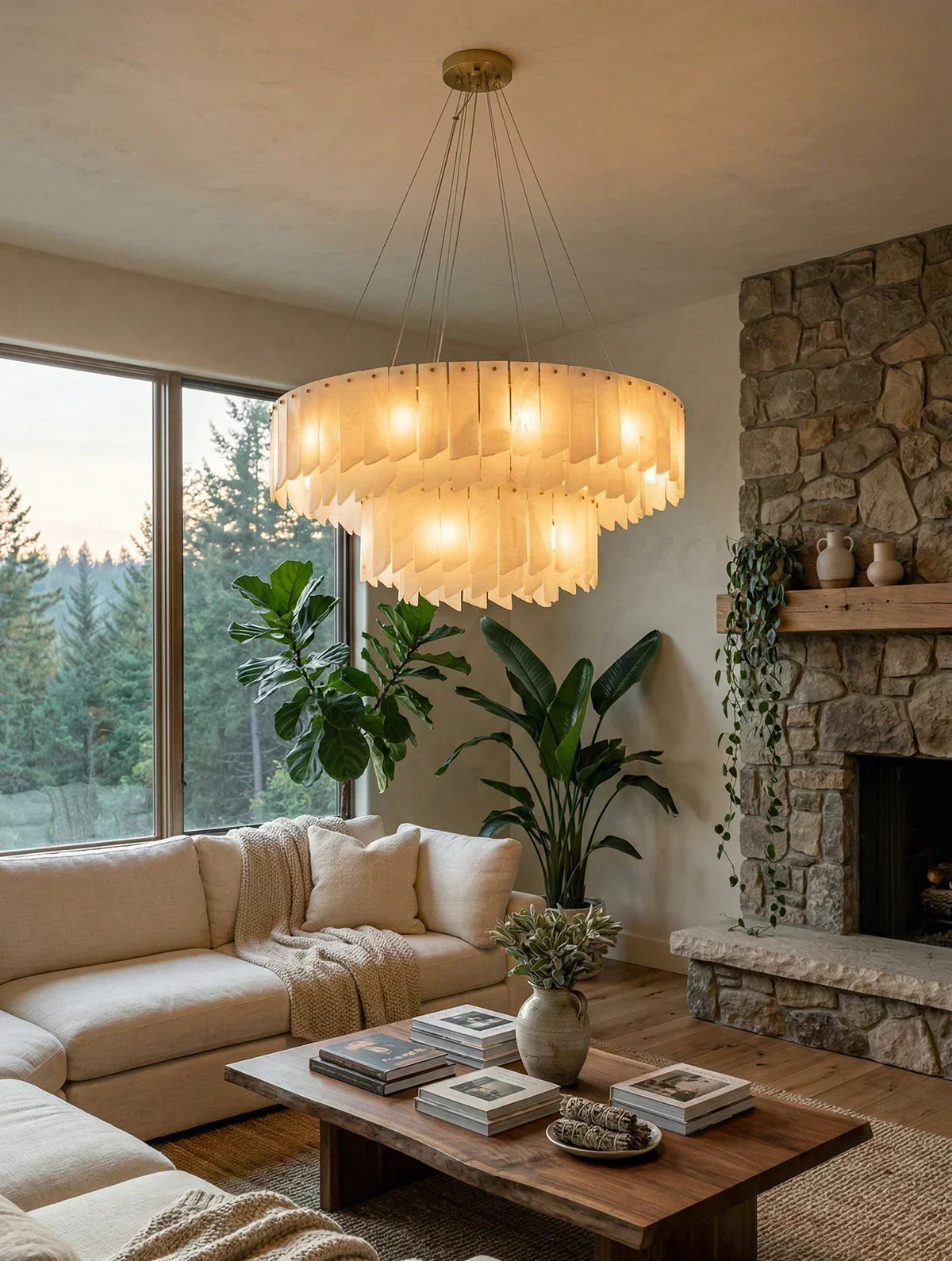 Alabaster Modern Cascade Tiered Chandelier – Alabaster detail 17