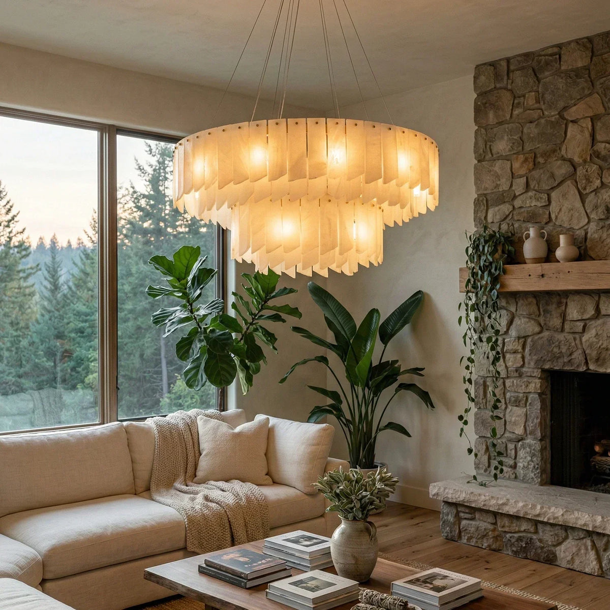 Alabaster Modern Cascade Tiered Chandelier – Alabaster detail 5
