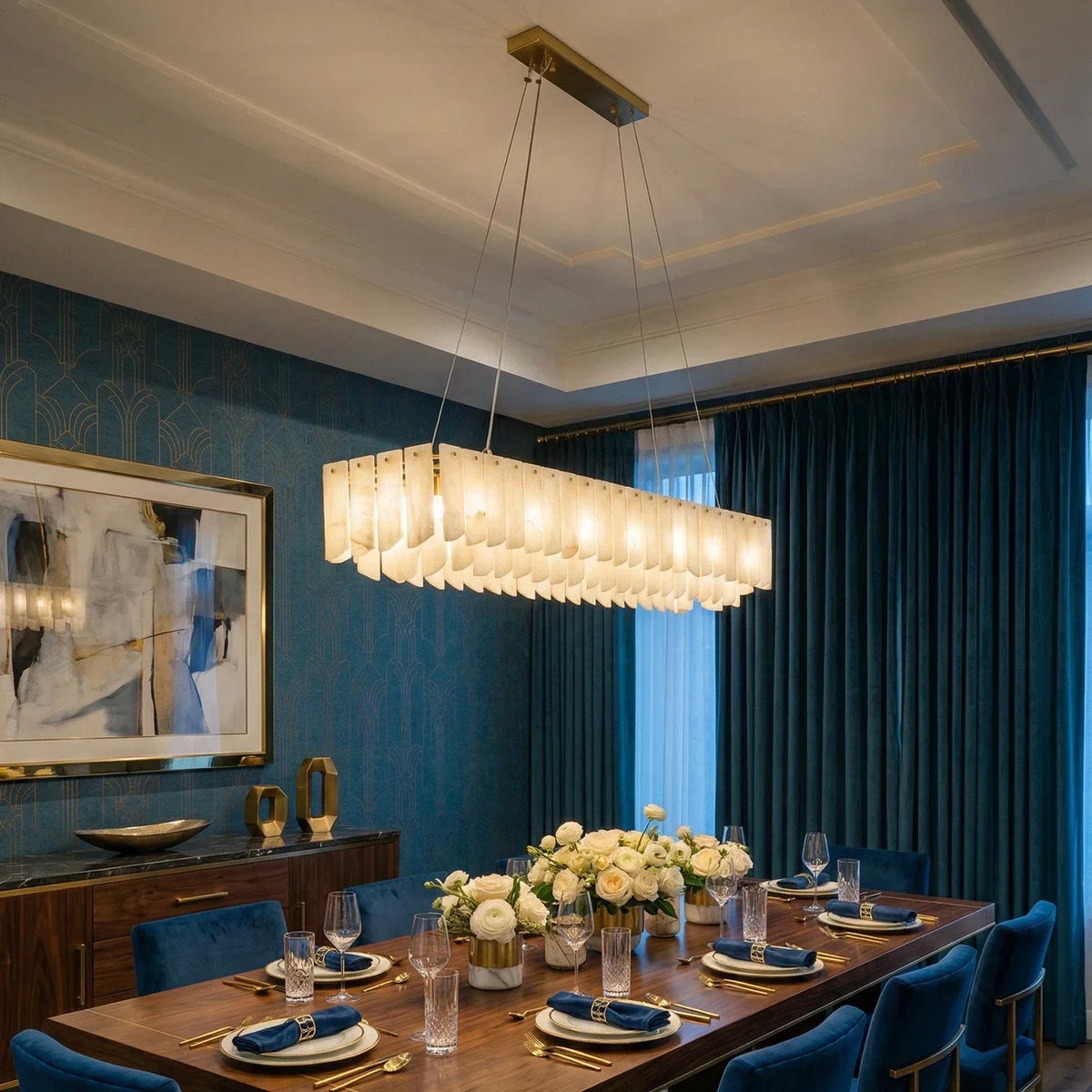 Alabaster Modern Cascade Tiered Chandelier – Alabaster detail 9