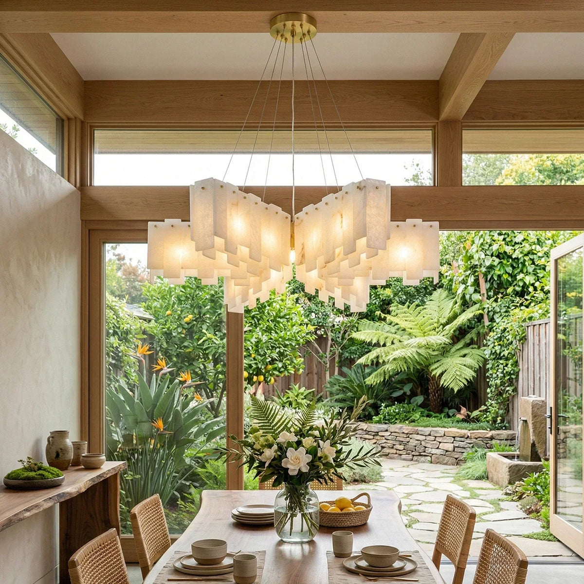 Alabaster Modern Cascade Tiered Chandelier – Alabaster detail 3