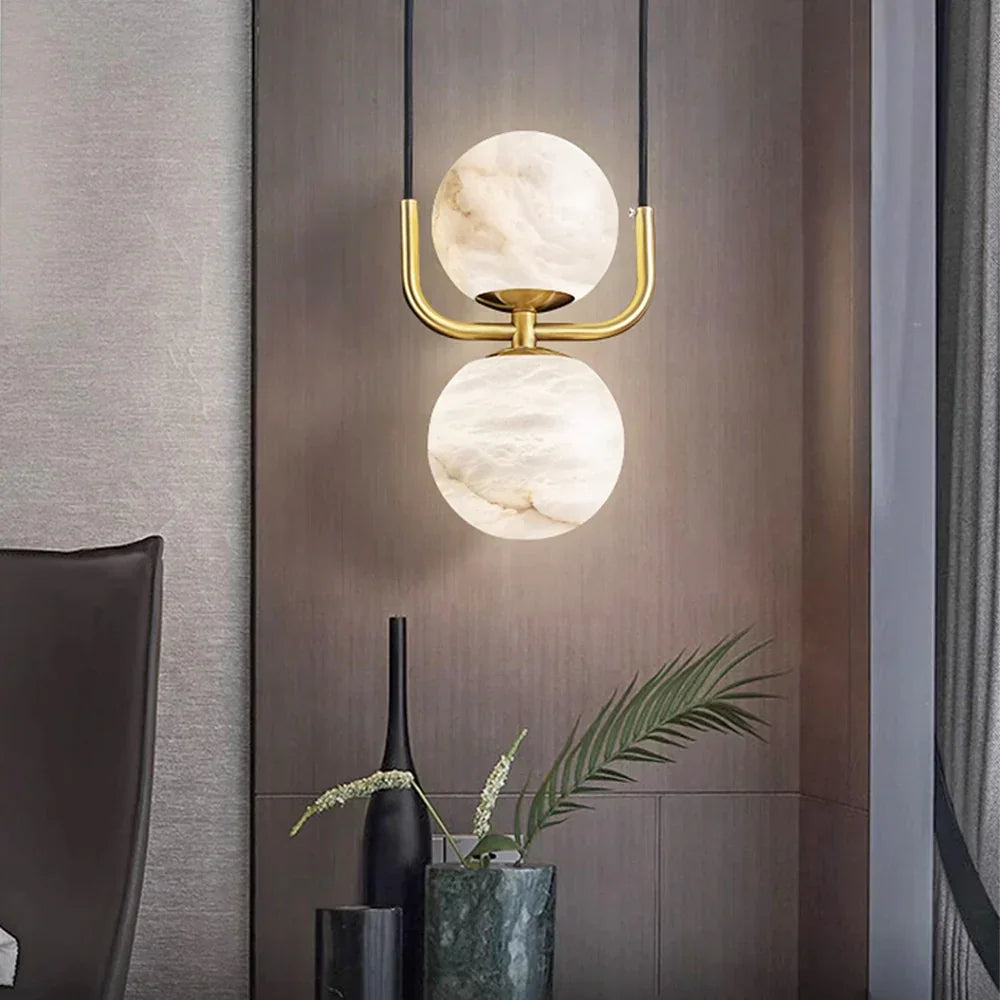 Alabaster Modern Copper Pendant Light – Alabaster detail 3
