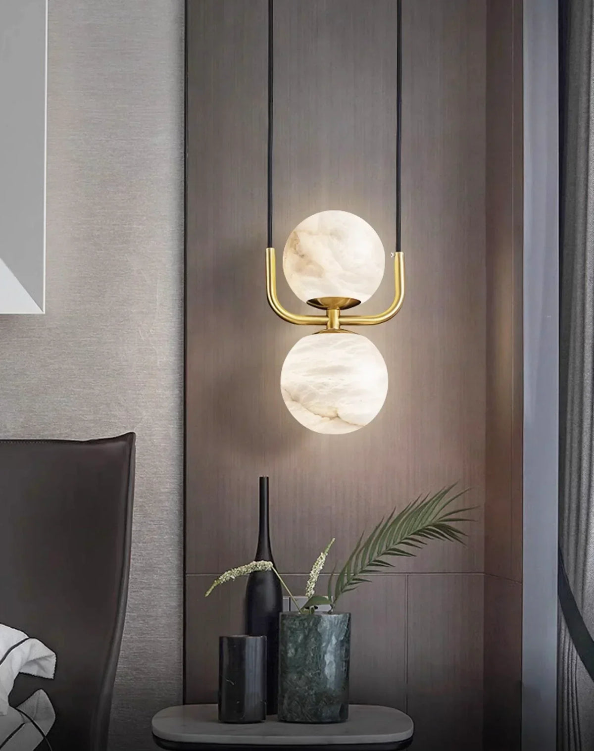 Alabaster Modern Copper Pendant Light – Alabaster detail 8