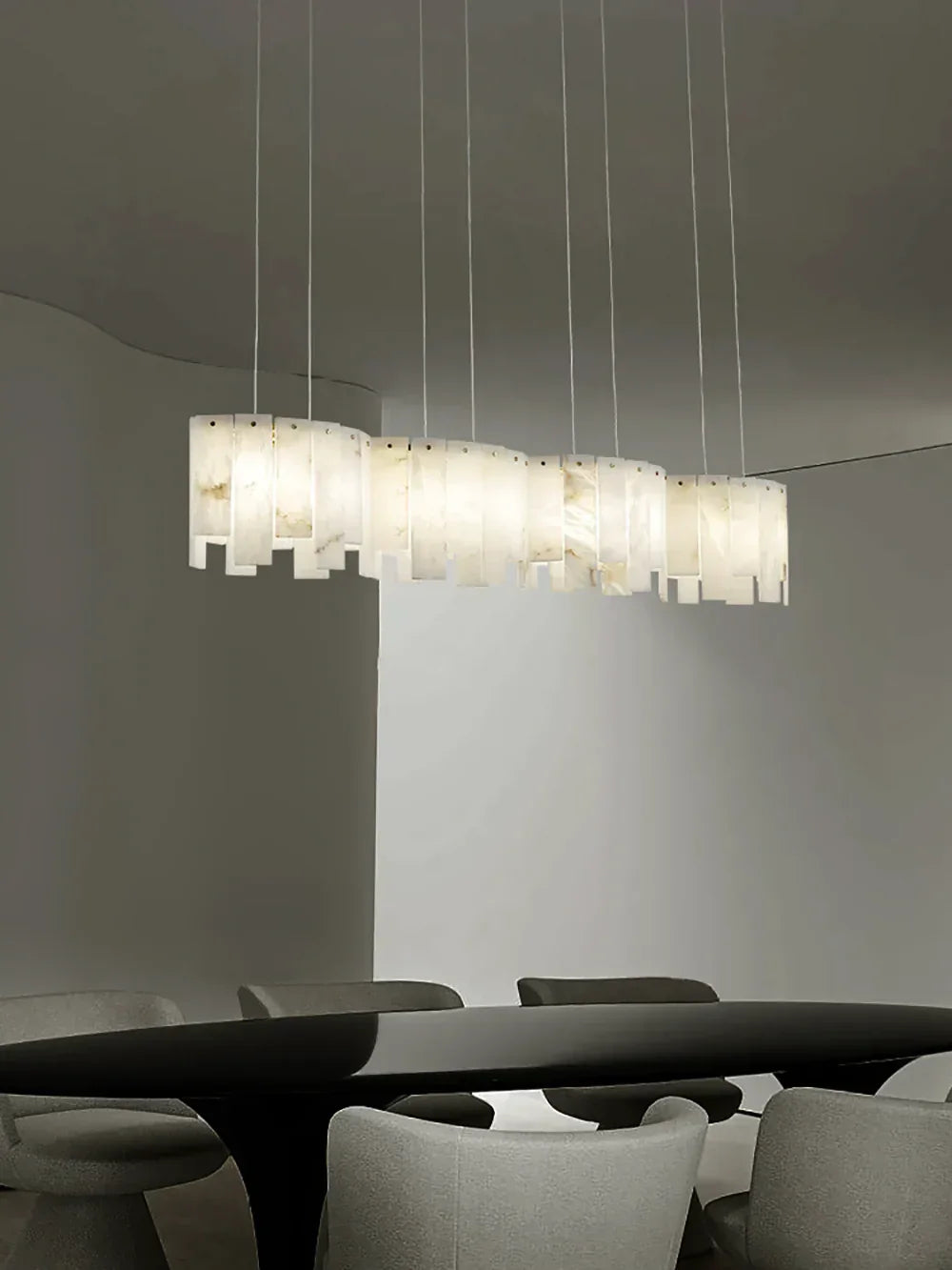 Alabaster Modern Layering Chandelier – Alabaster detail 9