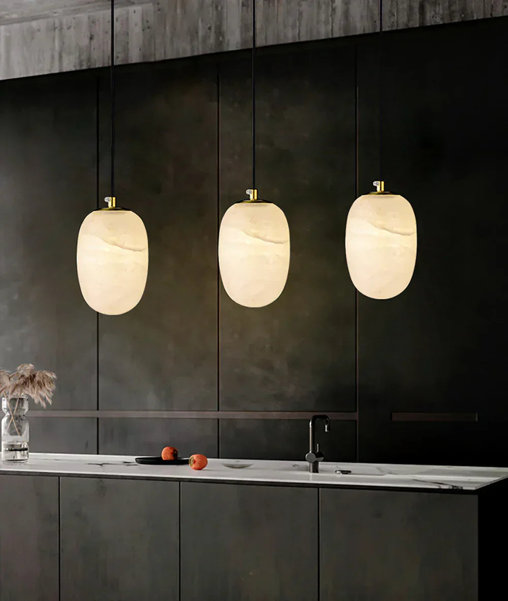 Alabaster Modern Pebble Pendant Lamp – Alabaster detail 5