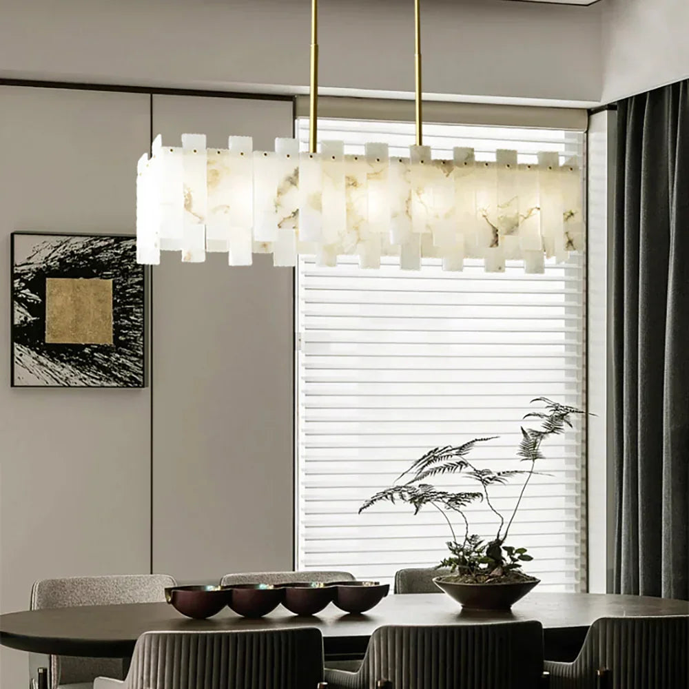 Alabaster Rectangular Linear Chandelier – Alabaster detail 3