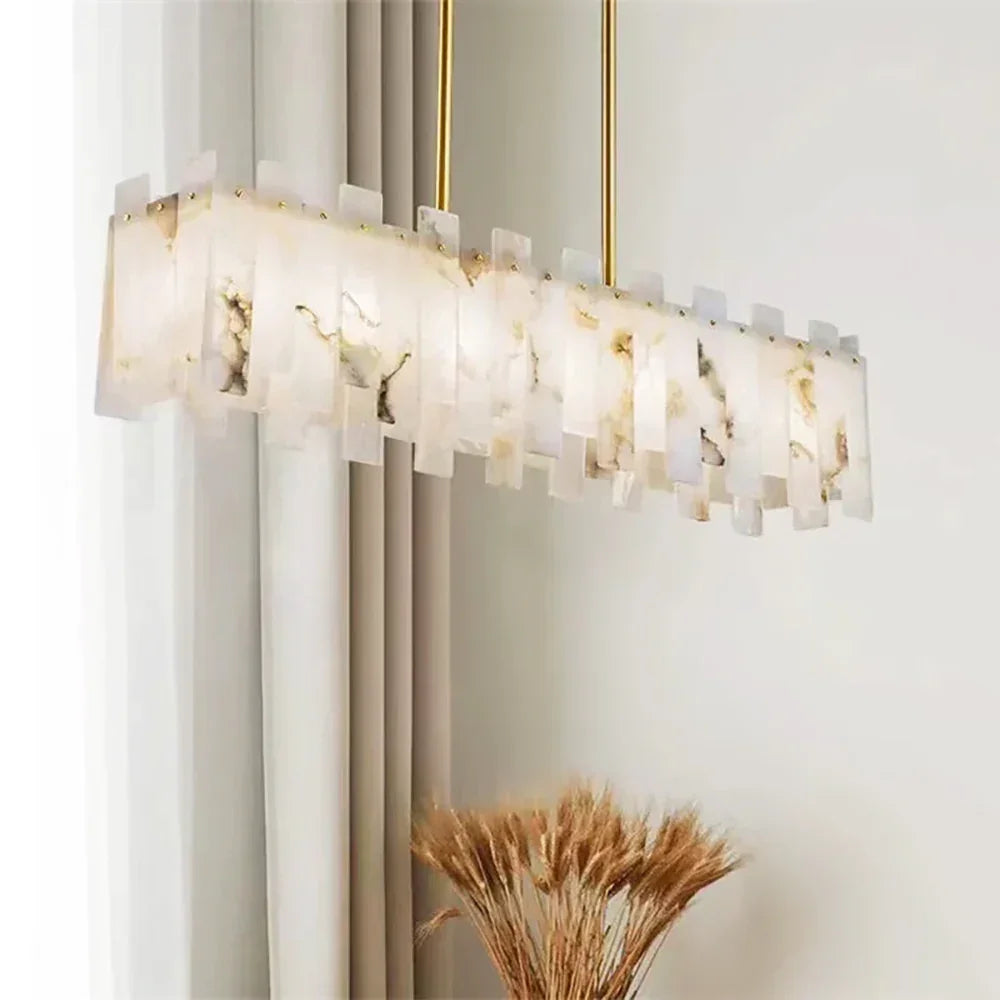 Alabaster Rectangular Linear Chandelier – Alabaster detail 5