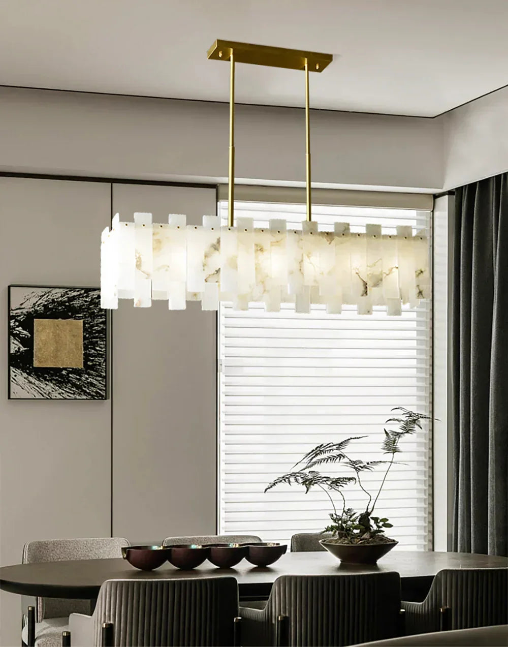 Alabaster Rectangular Linear Chandelier – Alabaster detail 8