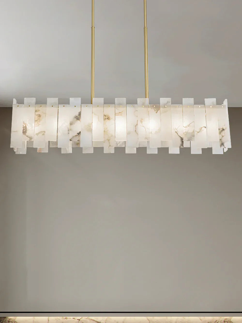 Alabaster Rectangular Linear Chandelier – Alabaster detail 7