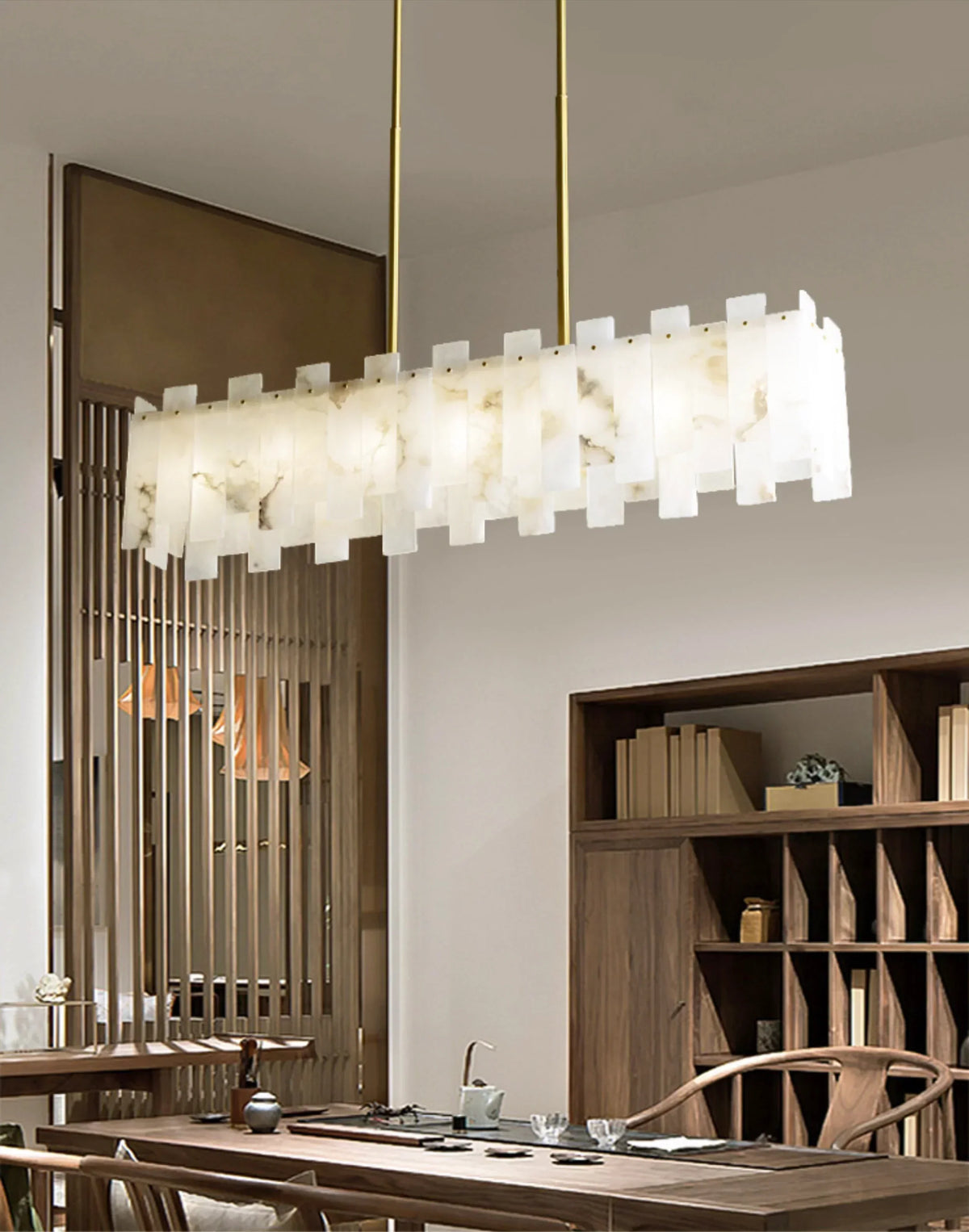Alabaster Rectangular Linear Chandelier – Alabaster detail 4