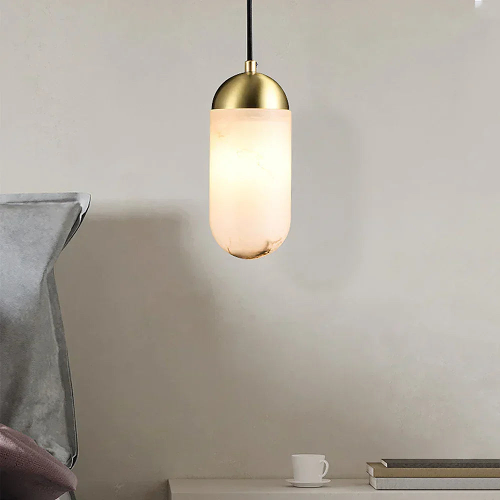 Alabaster Moonshade Copper Pendant Lamp – Alabaster detail 3