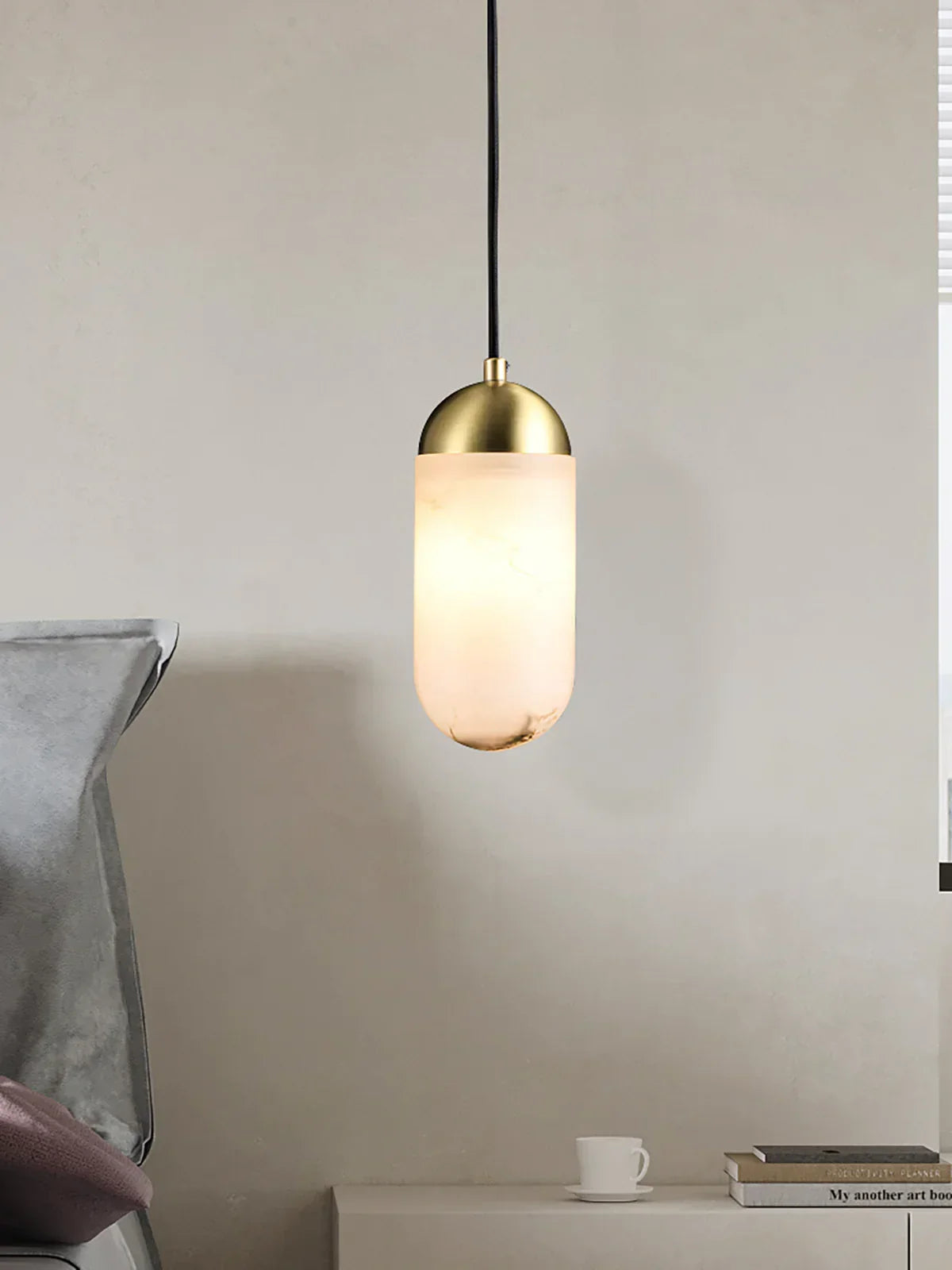 Alabaster Moonshade Copper Pendant Lamp – Alabaster detail 6