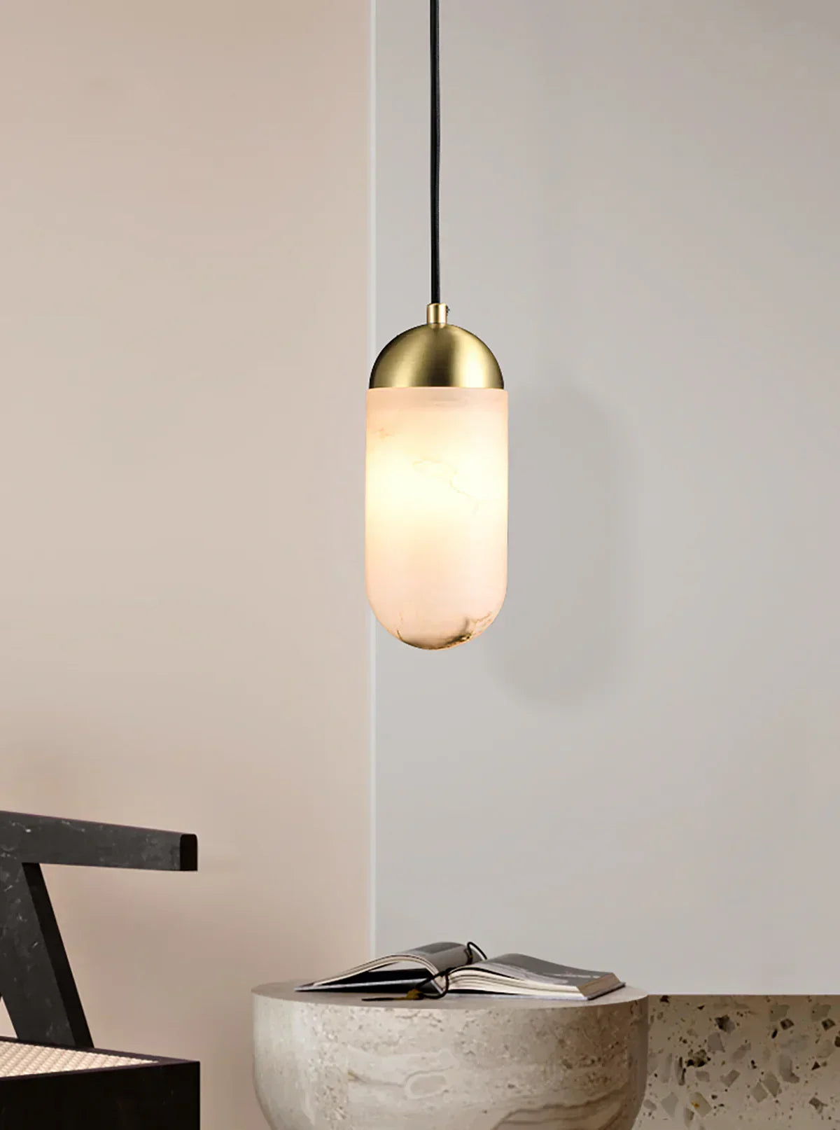 Alabaster Moonshade Copper Pendant Lamp – Alabaster detail 5