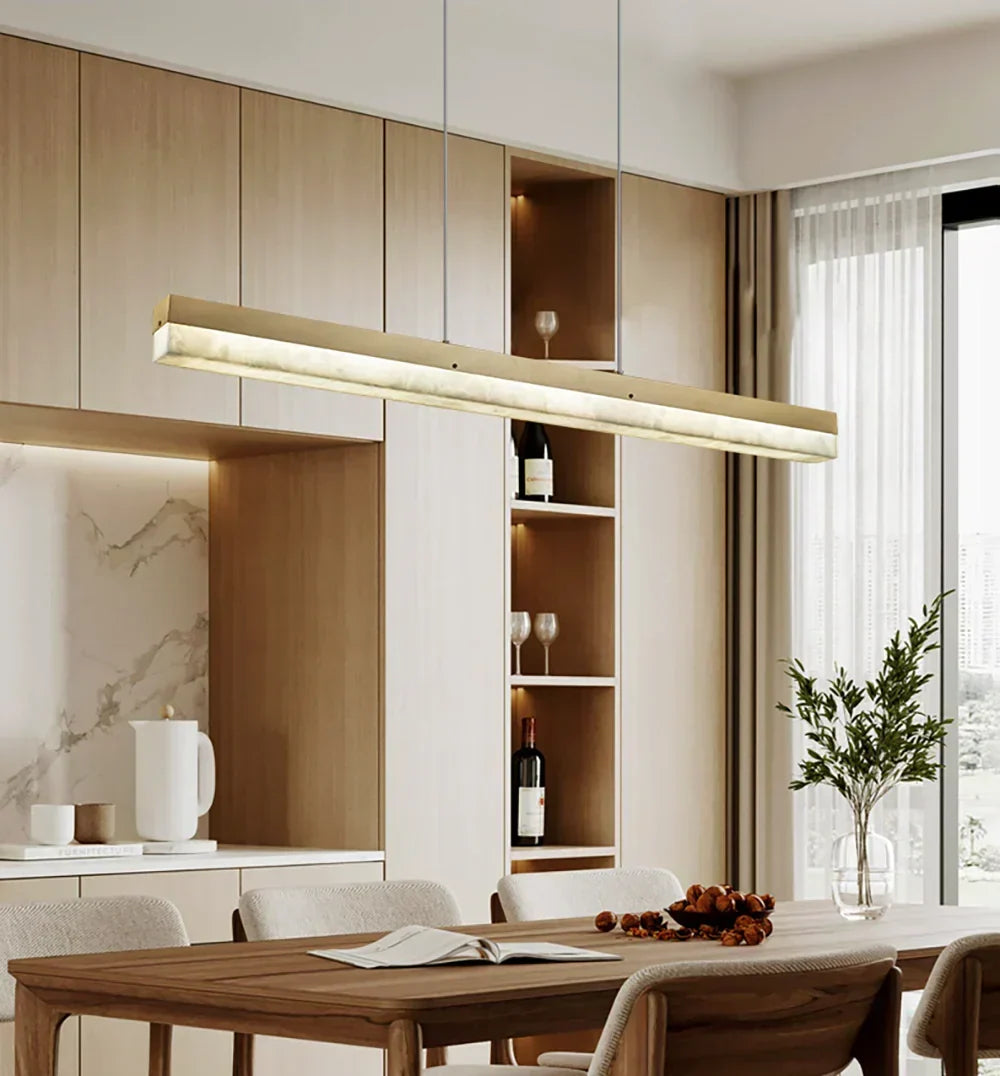 Alabaster Rectangle Linear Pendant Light – Alabaster detail 7