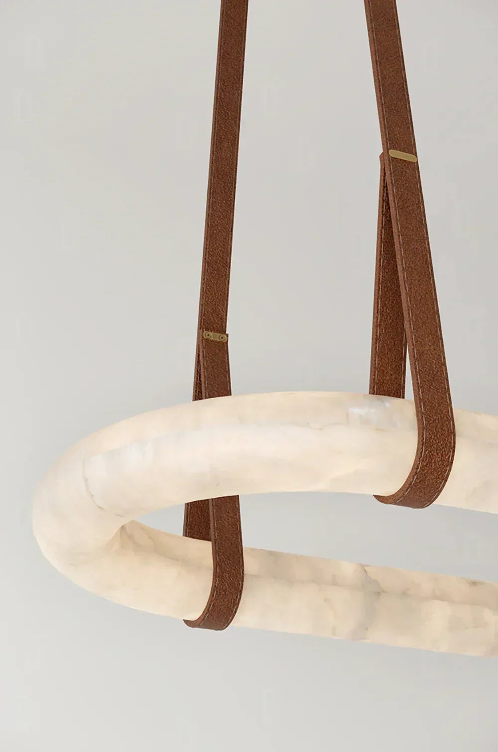 Alabaster Round Leather Chandelier – Alabaster detail 8
