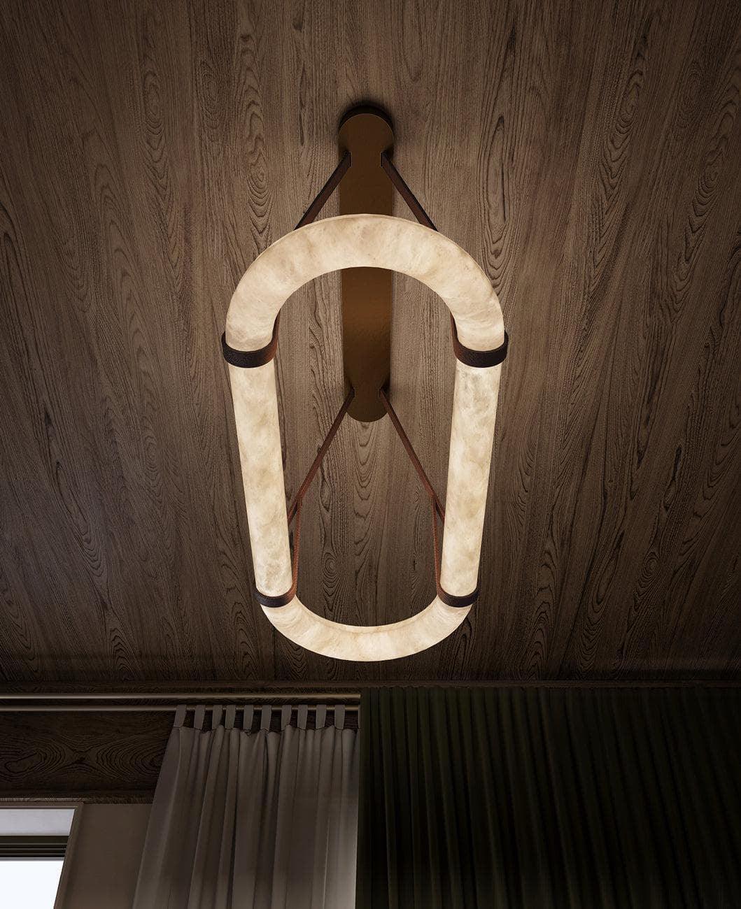 Alabaster Round Leather Chandelier – Alabaster detail 7