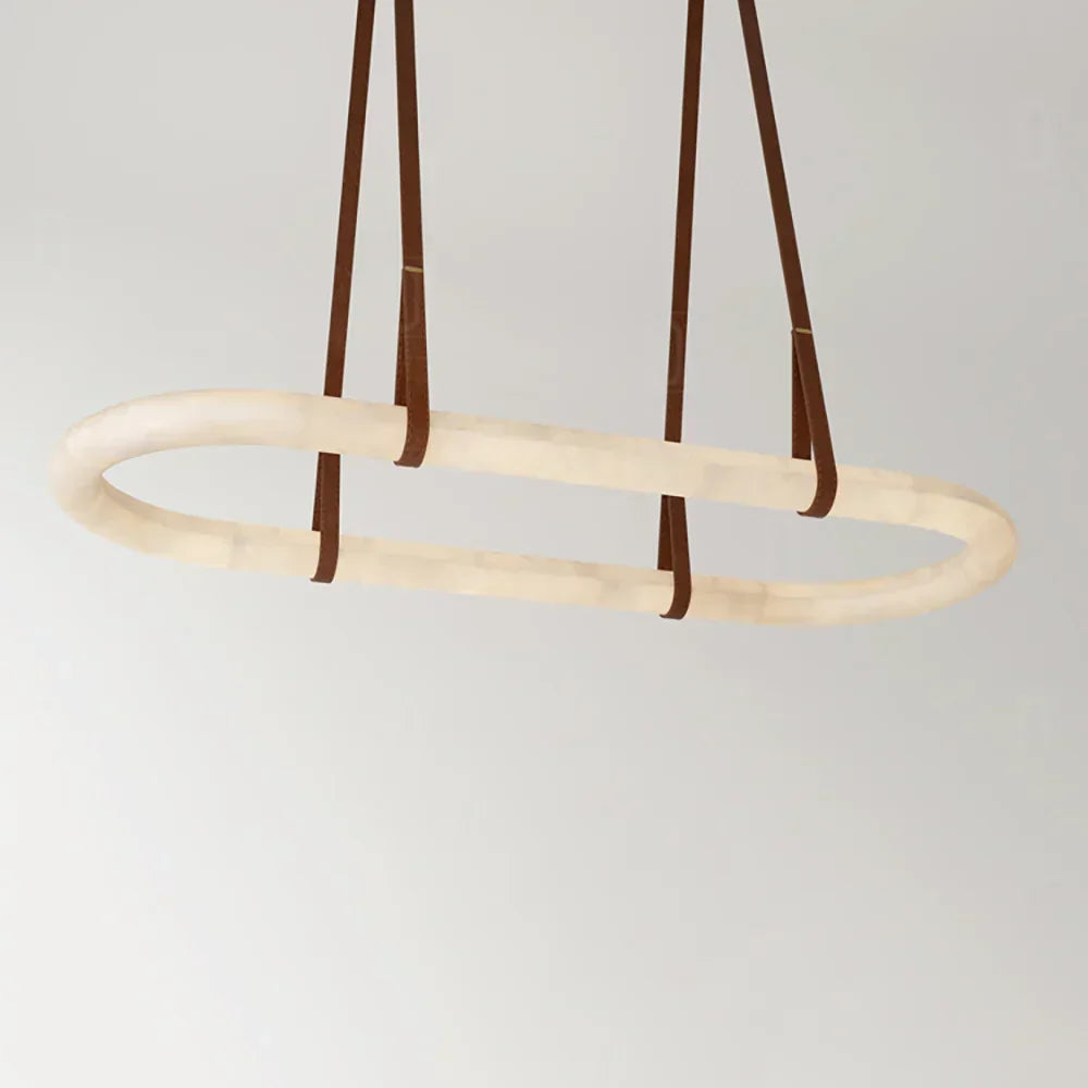 Alabaster Round Leather Chandelier – Alabaster detail 9