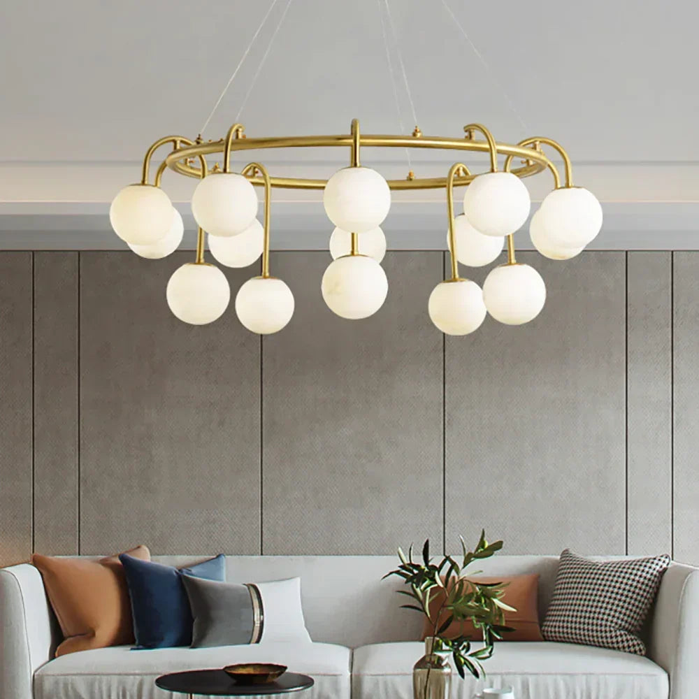 Alabaster Sphere Ring Chandelier – Alabaster detail 3