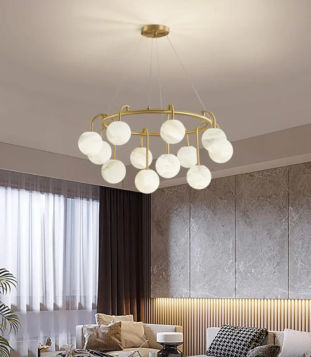 Alabaster Sphere Ring Chandelier – Alabaster detail 13