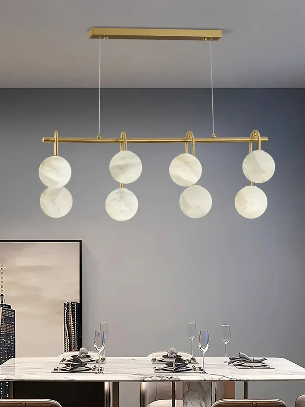 Alabaster Sphere Ring Chandelier – Alabaster detail 15