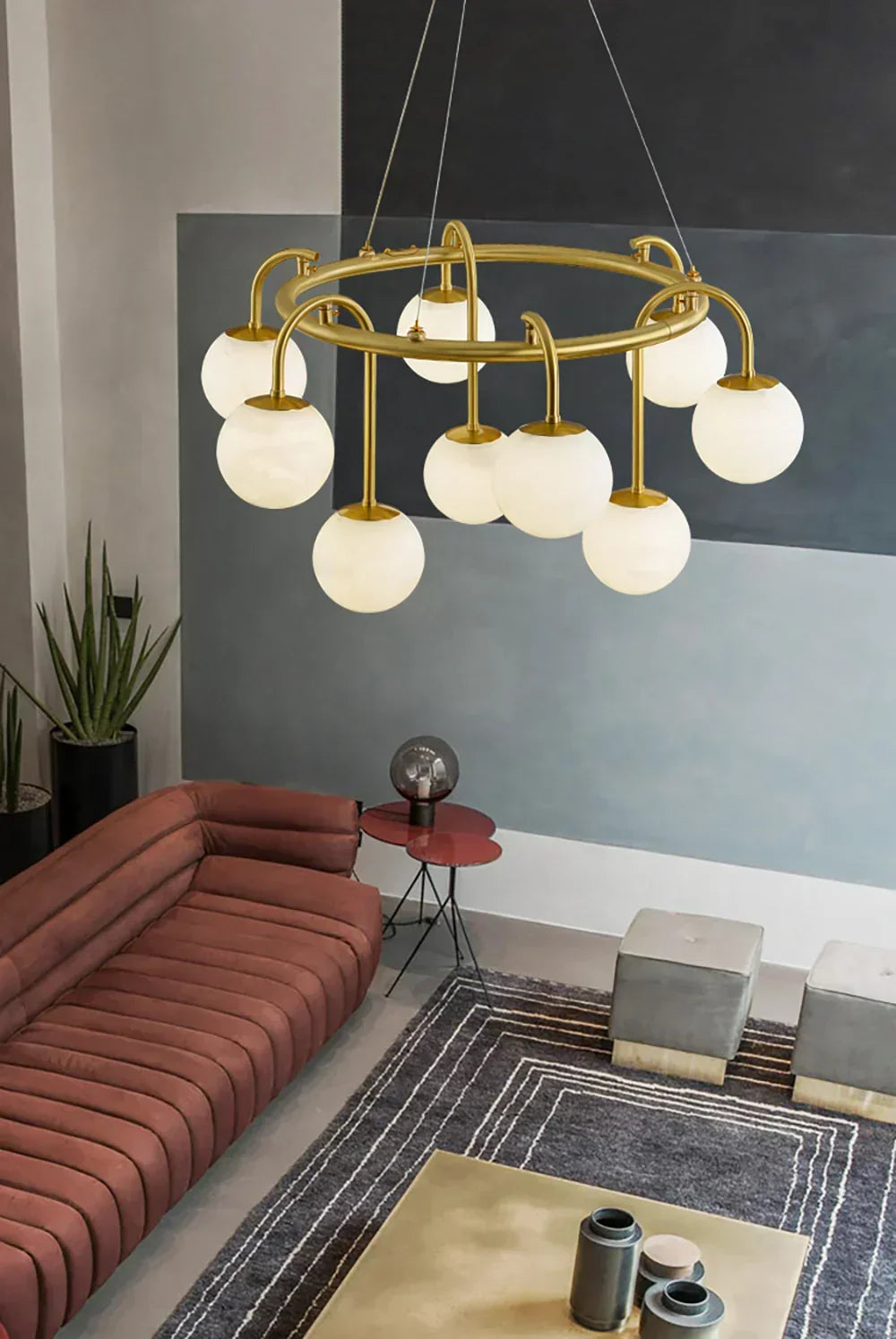 Alabaster Sphere Ring Chandelier – Alabaster detail 12