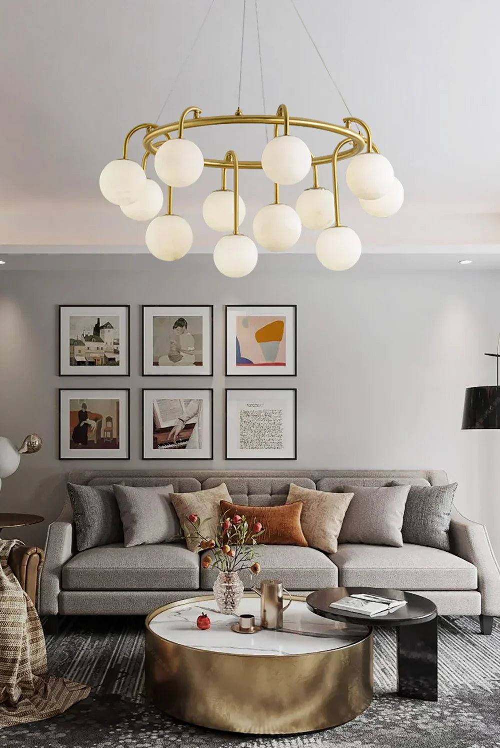 Alabaster Sphere Ring Chandelier – Alabaster detail 8