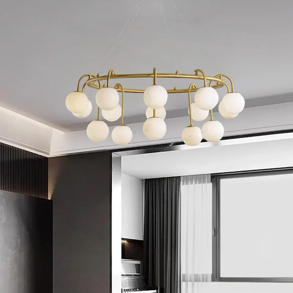 Alabaster Sphere Ring Chandelier – Alabaster detail 5