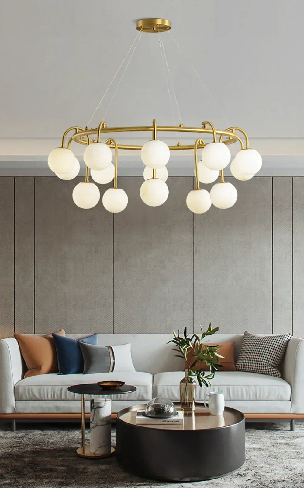Alabaster Sphere Ring Chandelier – Alabaster detail 10