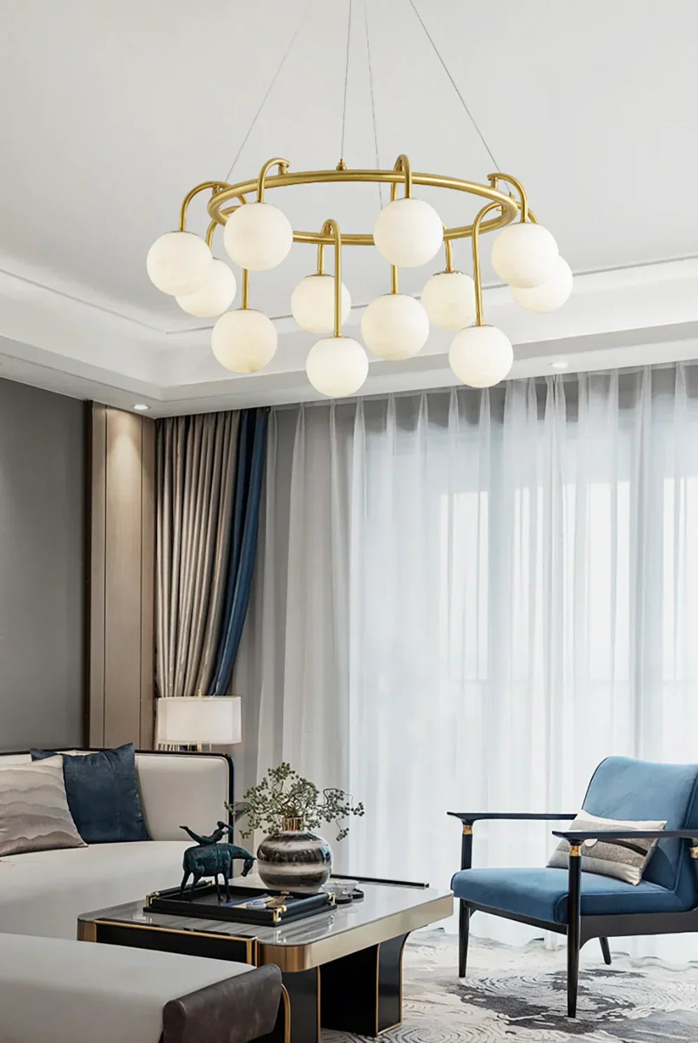 Alabaster Sphere Ring Chandelier – Alabaster detail 7