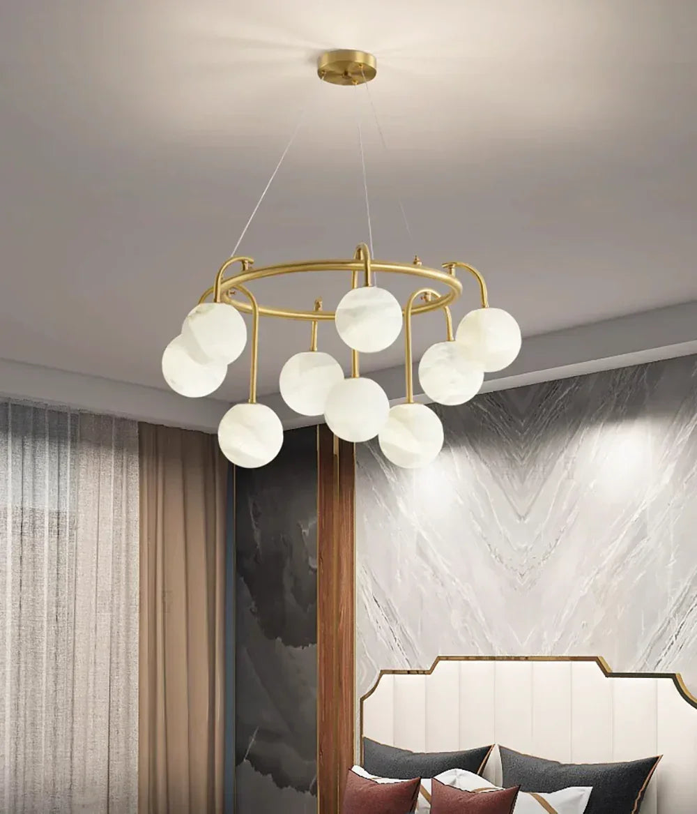 Alabaster Sphere Ring Chandelier – Alabaster detail 14