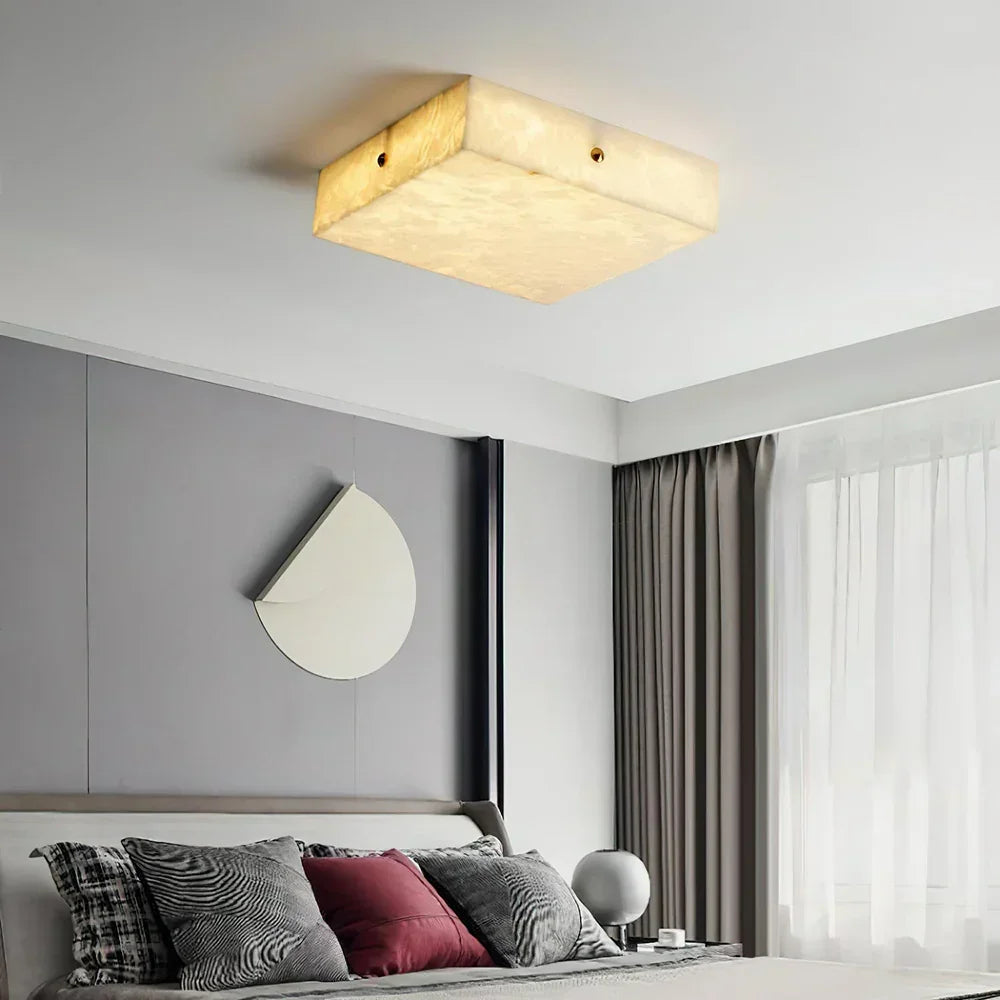 Alabaster Square Flushmount Ceiling Light – Alabaster detail 2