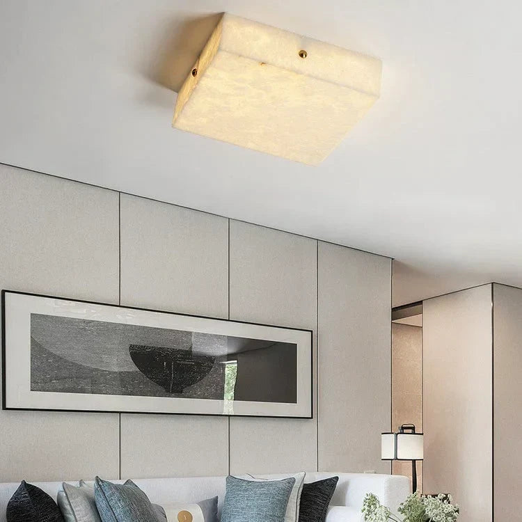 Alabaster Square Flushmount Ceiling Light – Alabaster detail 9
