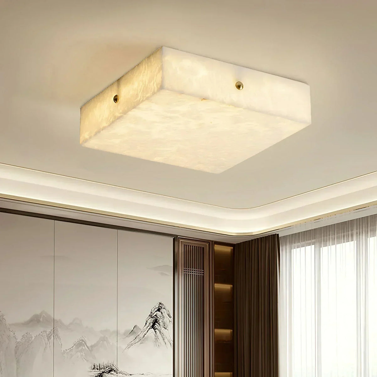 Alabaster Square Flushmount Ceiling Light – Alabaster detail 11