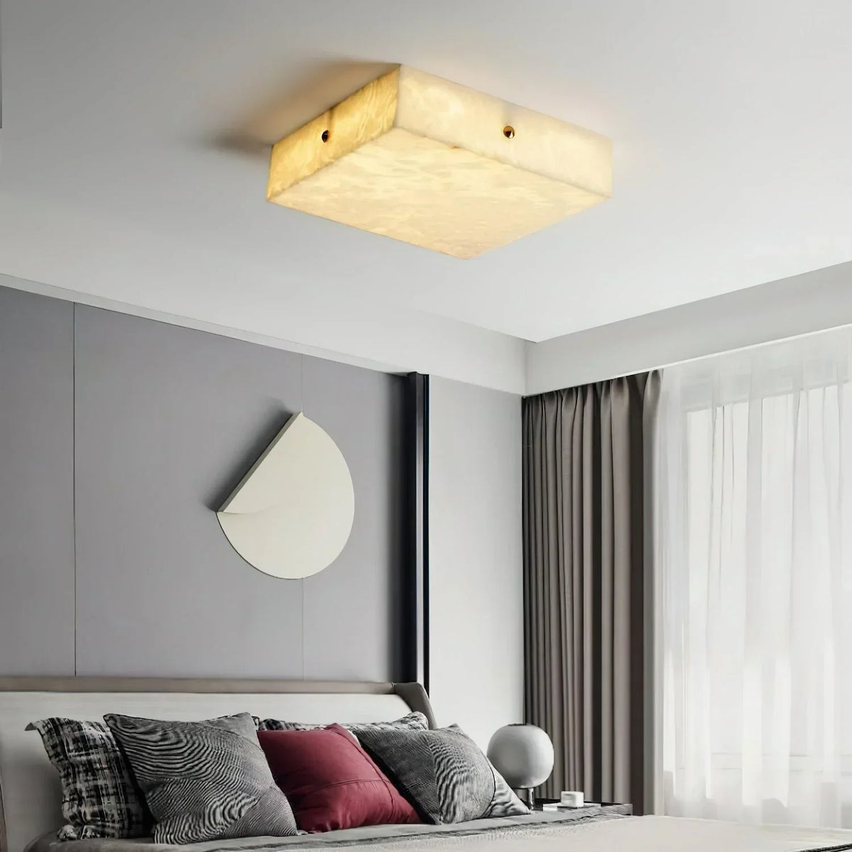 Alabaster Square Flushmount Ceiling Light – Alabaster detail 10