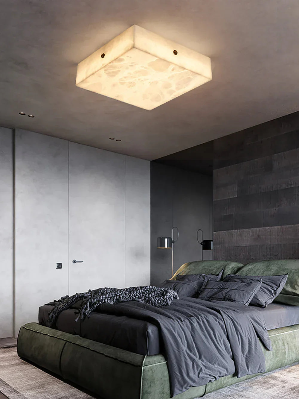 Alabaster Square Flushmount Ceiling Light – Alabaster detail 5