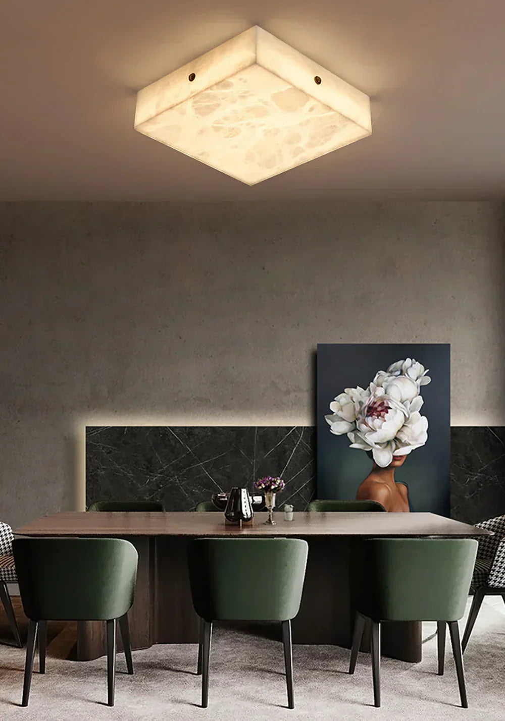 Alabaster Square Flushmount Ceiling Light – Alabaster detail 7