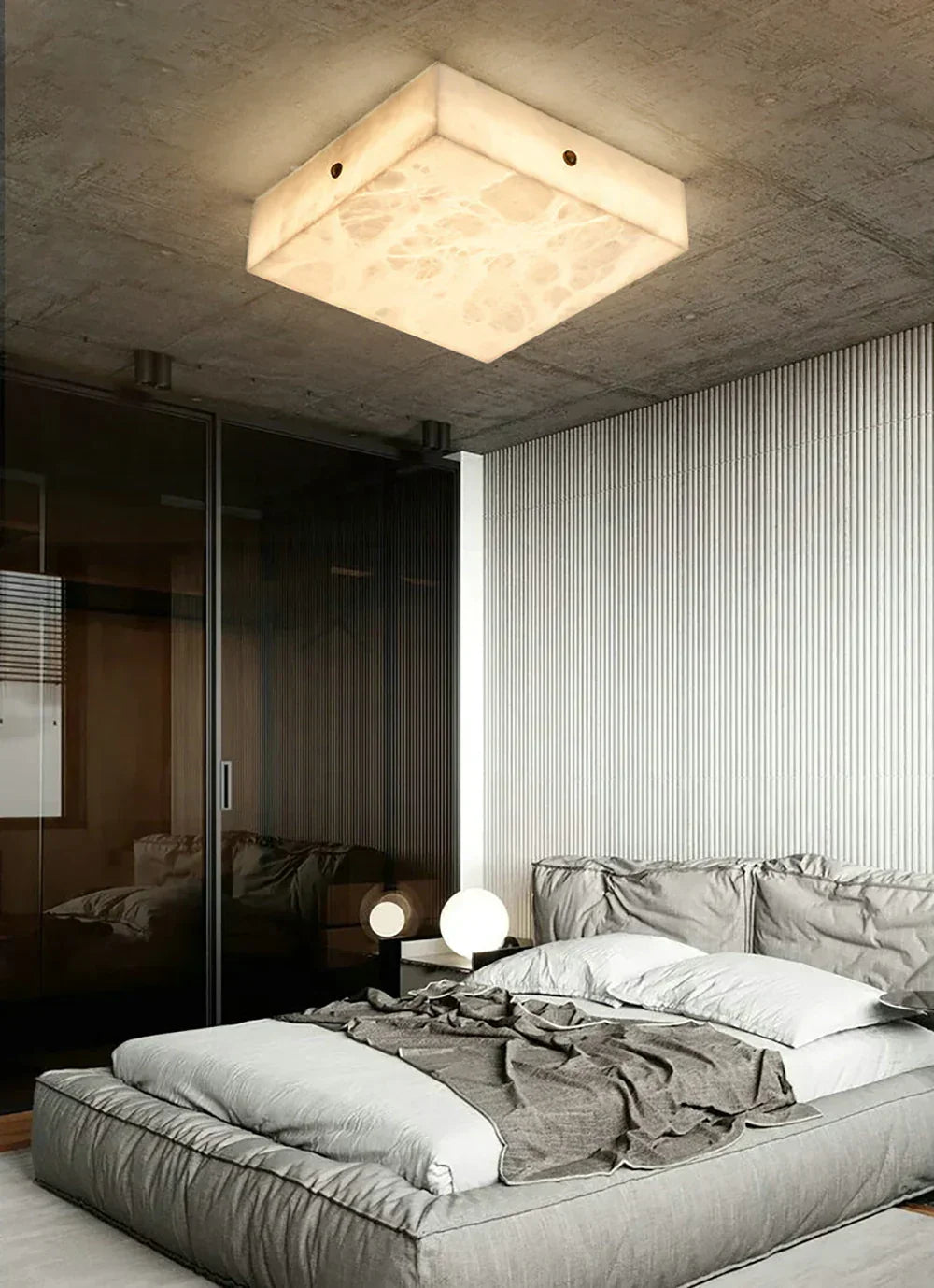 Alabaster Square Flushmount Ceiling Light – Alabaster detail 8