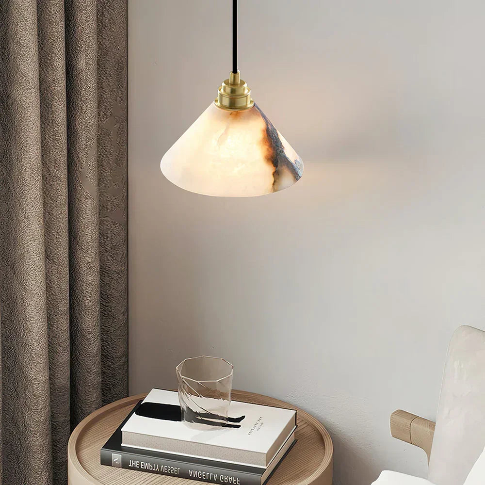 Alabaster Triangle Cone Pendant Light – Alabaster detail 2