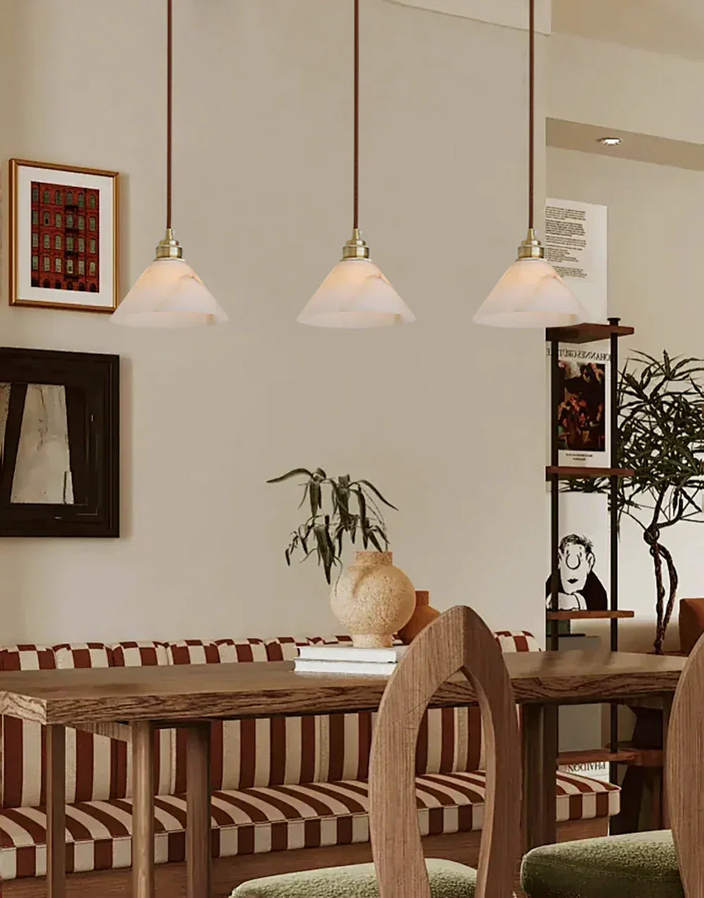 Alabaster Triangle Cone Pendant Light – Alabaster detail 9