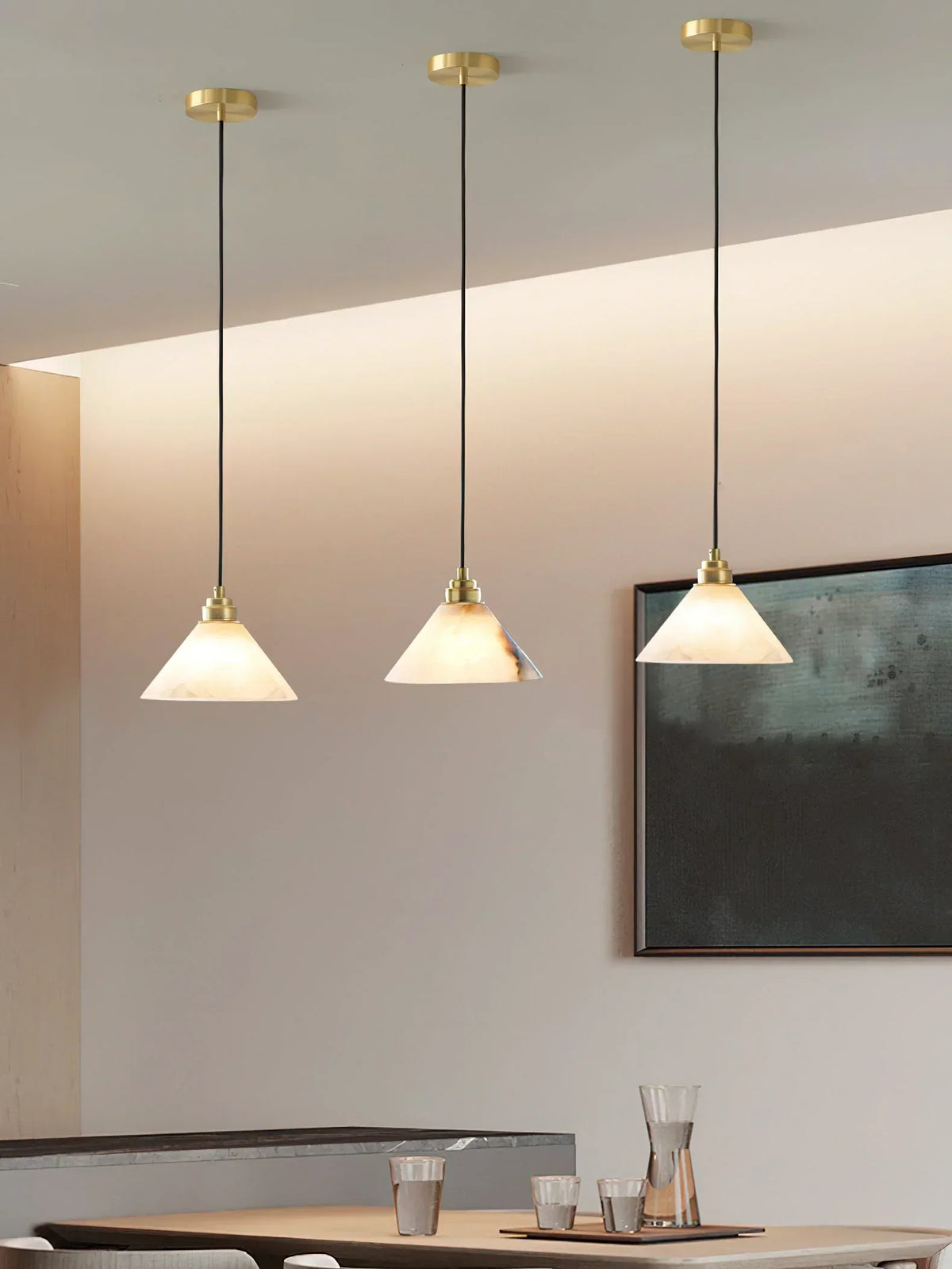 Alabaster Triangle Cone Pendant Light – Alabaster detail 8
