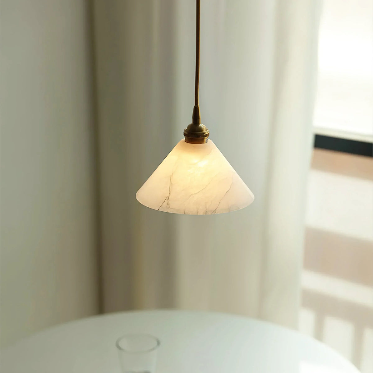 Alabaster Triangle Cone Pendant Light – Alabaster detail 5