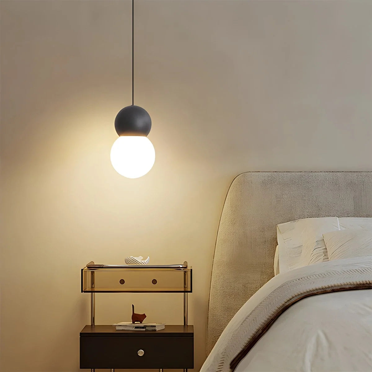 Cream Style Globe Pendant Light Small Bedside Lamp – detail 26