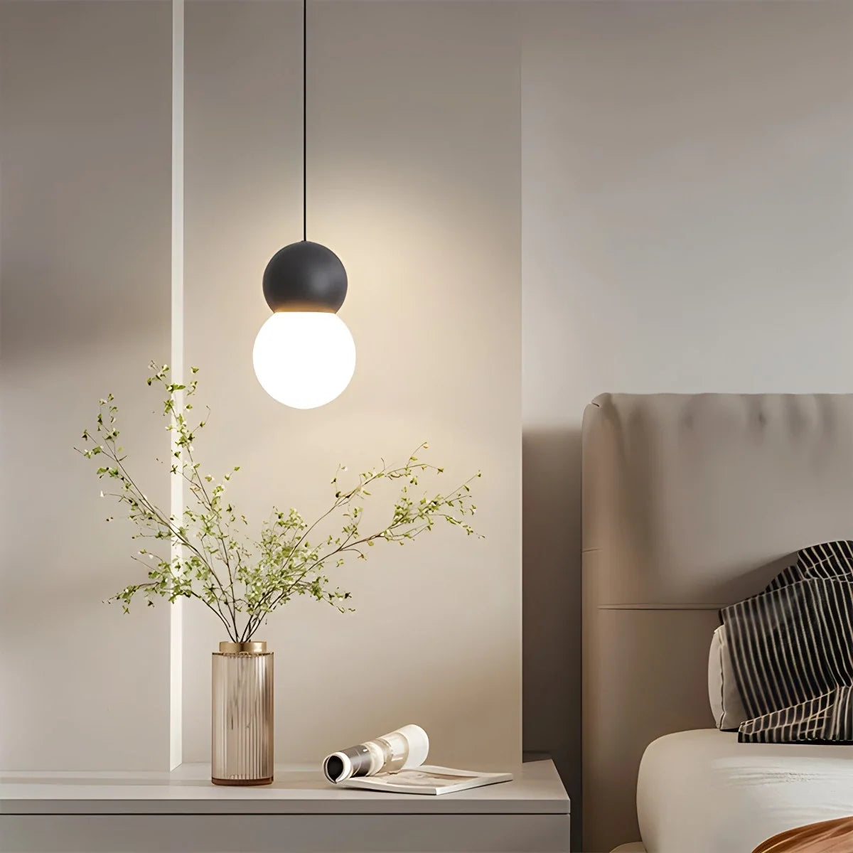 Cream Style Globe Pendant Light Small Bedside Lamp – detail 27
